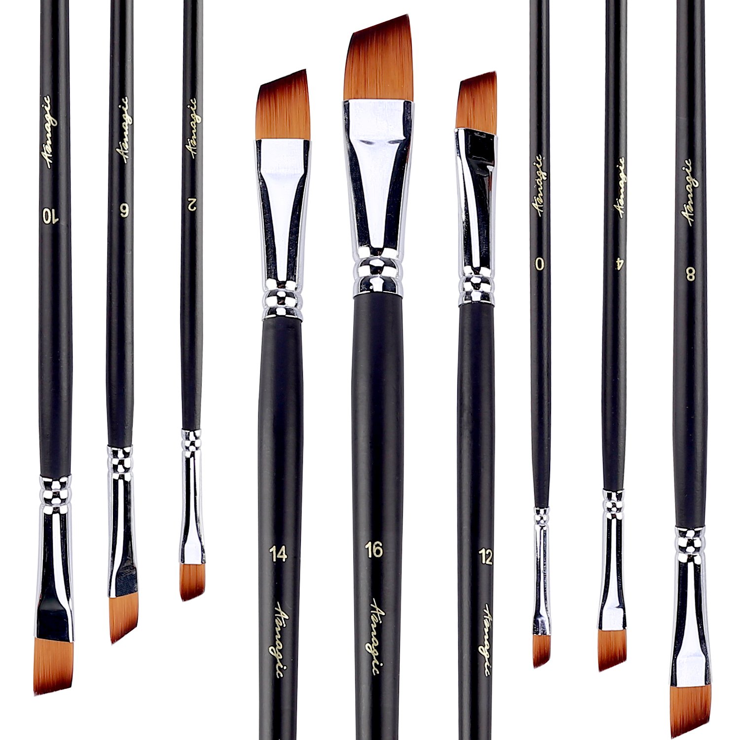Angled Flat Tipped Brushes by Amagic Art Angular Paintbrush Set for Acrylic... eBay