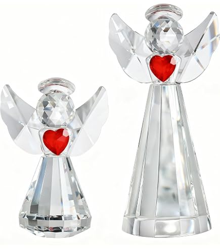 HDCRYSTALGIFTS Figurine Ange Gardien En Cristal K9 – Statue En Verre Transparent Pour Décoration Et Cadeau