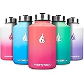 HYDRO CELL Stainless Steel Insulated Water Bottle with Straw - For Cold & Hot Drinks - Metal Vacuum Flask with Screw Cap and Modern Leakproof Sport Thermos for Adults (Coral/Punch 64oz)