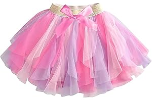 LALO & LUNA Girls Rainbow Bow Tutu – Light Fluffy Tulle Outfit Ballet Princess Skirt Infant-Toddler to Birthday Clothes