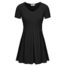 BEPEI Women Short Sleeve Fit and Flare Pleated Fitted Empire Waist Peplum Tops