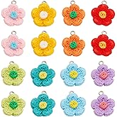 Cheriswelry 16pcs Flower Earring Pendants Floral Opaque Resin Dangle Charms Flower Bracelet Charms Lovely Hang Ornament 20x18mm for DIY Craft Necklace Keychain Jewelry Making