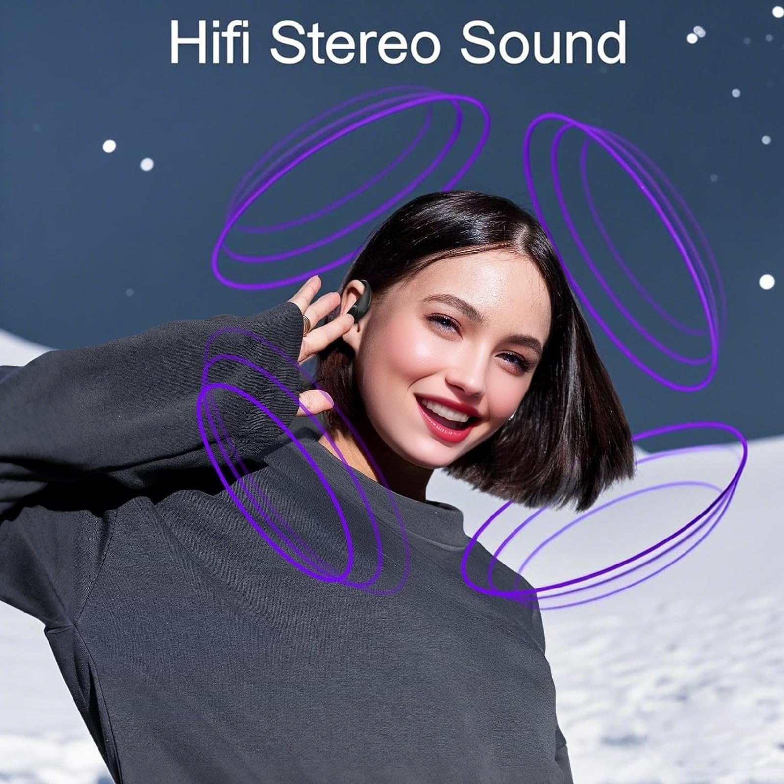 occiam Wireless Bluetooth Earbuds Sport Ear Buds Workout Headphones 96H Playback in-Ear Earphones with Earhooks Buit-in Mic Button Control Bass Stereo Headset for Gym Exercise Running Black