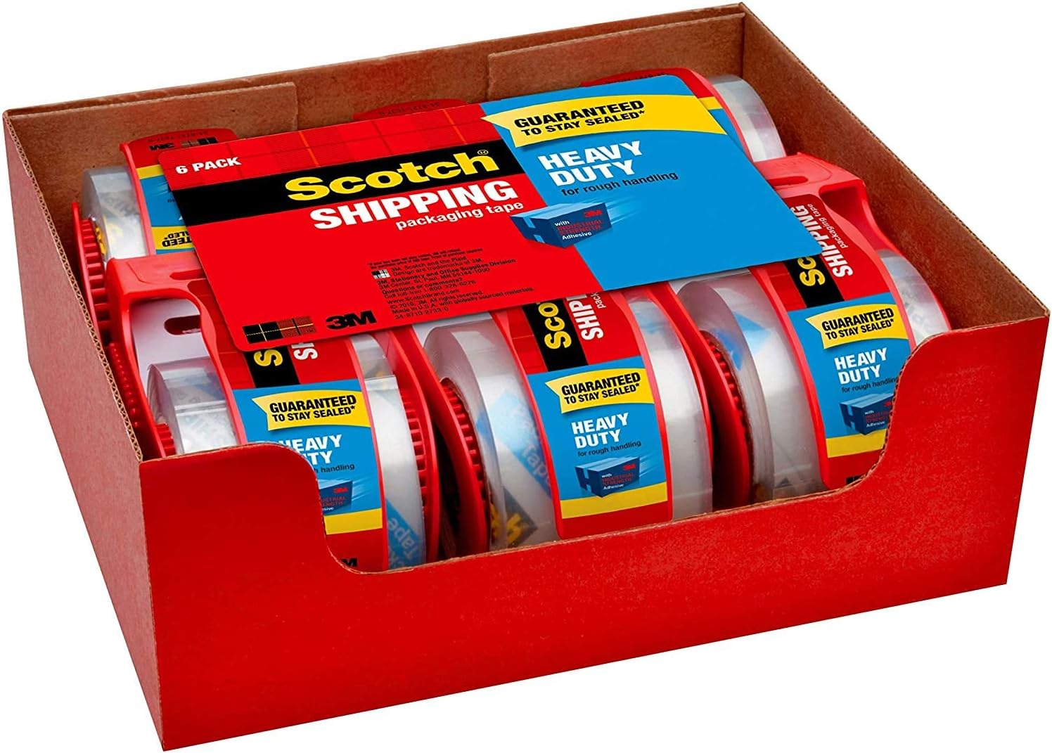 Scotch Heavy Duty Shipping Packaging Tape, 2 x 800 - Clear (3 Tapes) (1, Clear) : Office Products