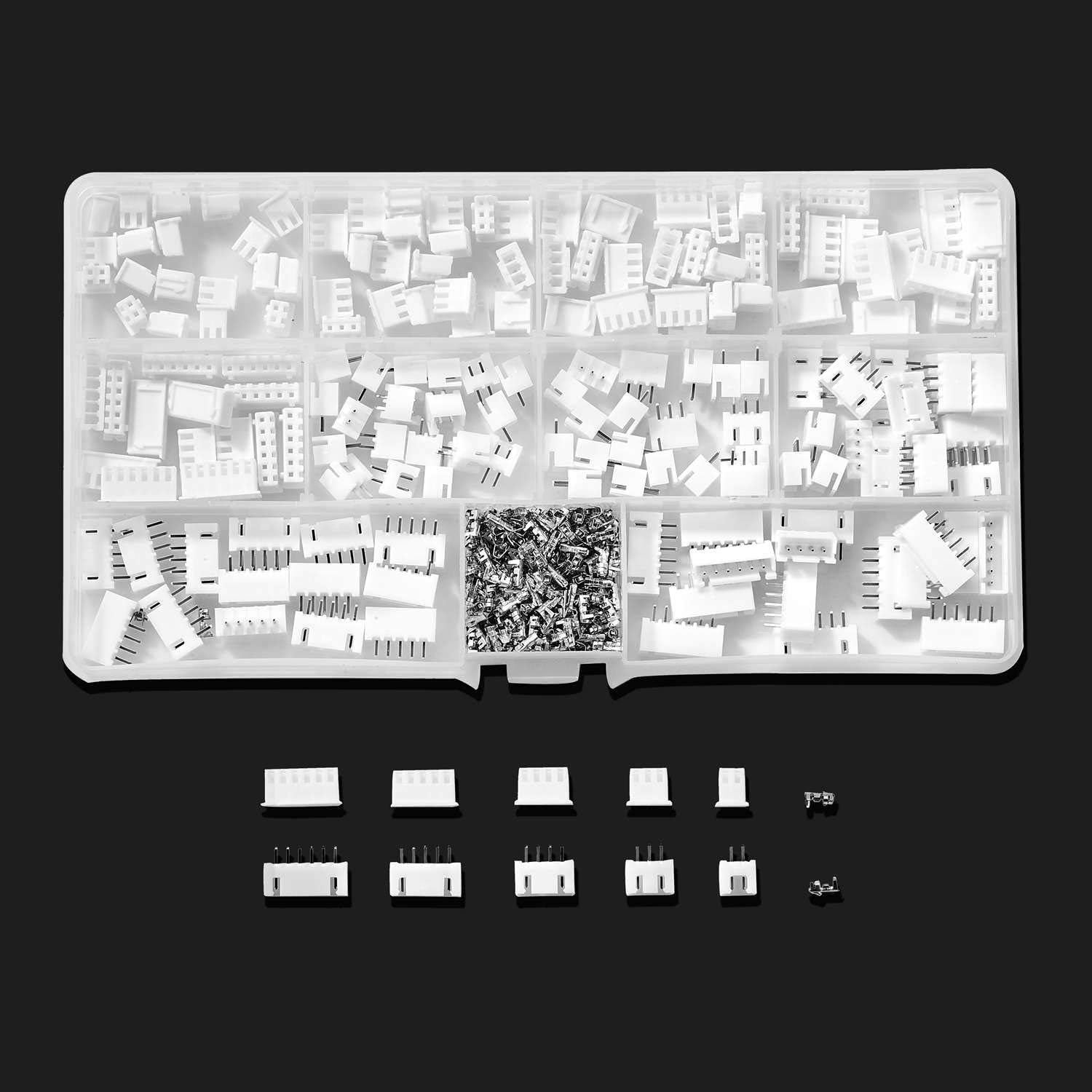 Litorange 500PCS 2.54mm 2/3/4/5/6 Pin Housing JST Adapter Cable Connector Socket Male and Female JST-XH JST Connector Kit with Female Pin Connector White Kit - Image 4