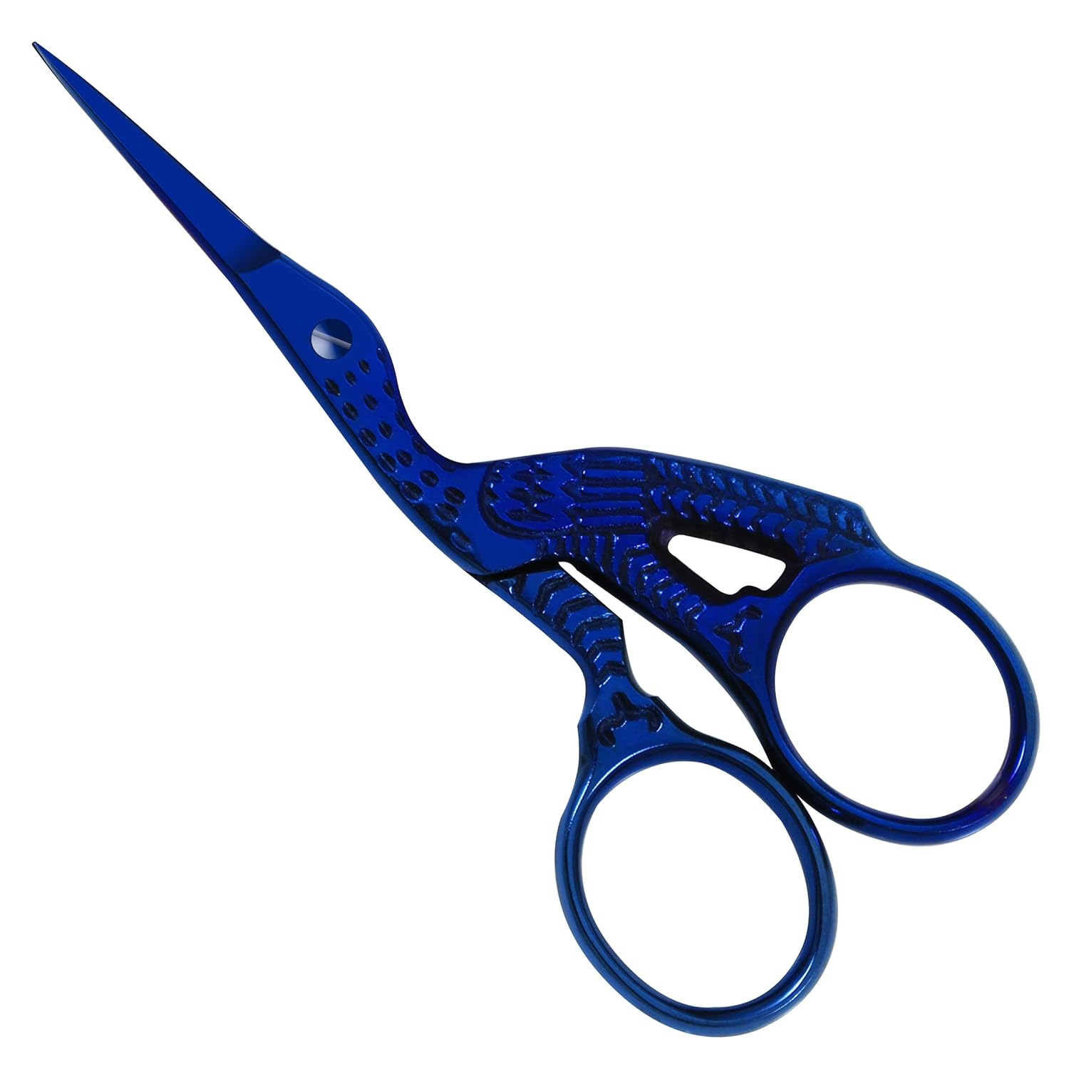 ProMax Brow Shaping Scissors - Eyebrow Scissors - Ergonomic Style - 100% Stainless Steel - Brow Kit-Attractive Bird Styles, Stork Scissor, Straight Pointed - 30-7090BT (Blue Titanium): Beauty