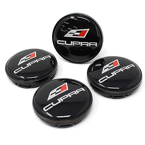 Finest Folia 4X Nabendeckel Cupra 55mm ABS Kunststoff OEM Qualität Gel Emblem Aluminum Deckel (Schwarz Glanz, Schwarz Eloxier