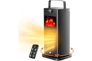 2026 New Version Space Heater, ETL & UL Certified Portable Space Heaters with Flame Effect 1500W Oscillating Electric PTC Cer