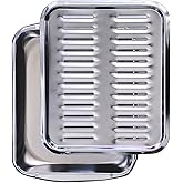Broiler Pan for Oven 16.75” x 13” - Broiling Pan for Oven With Rack Withstands High Heat - Drip Tray Drains Fat and Circulates Heat - Broil and Grill Perfectly With Heavy Duty Broiler Pans (Silver)
