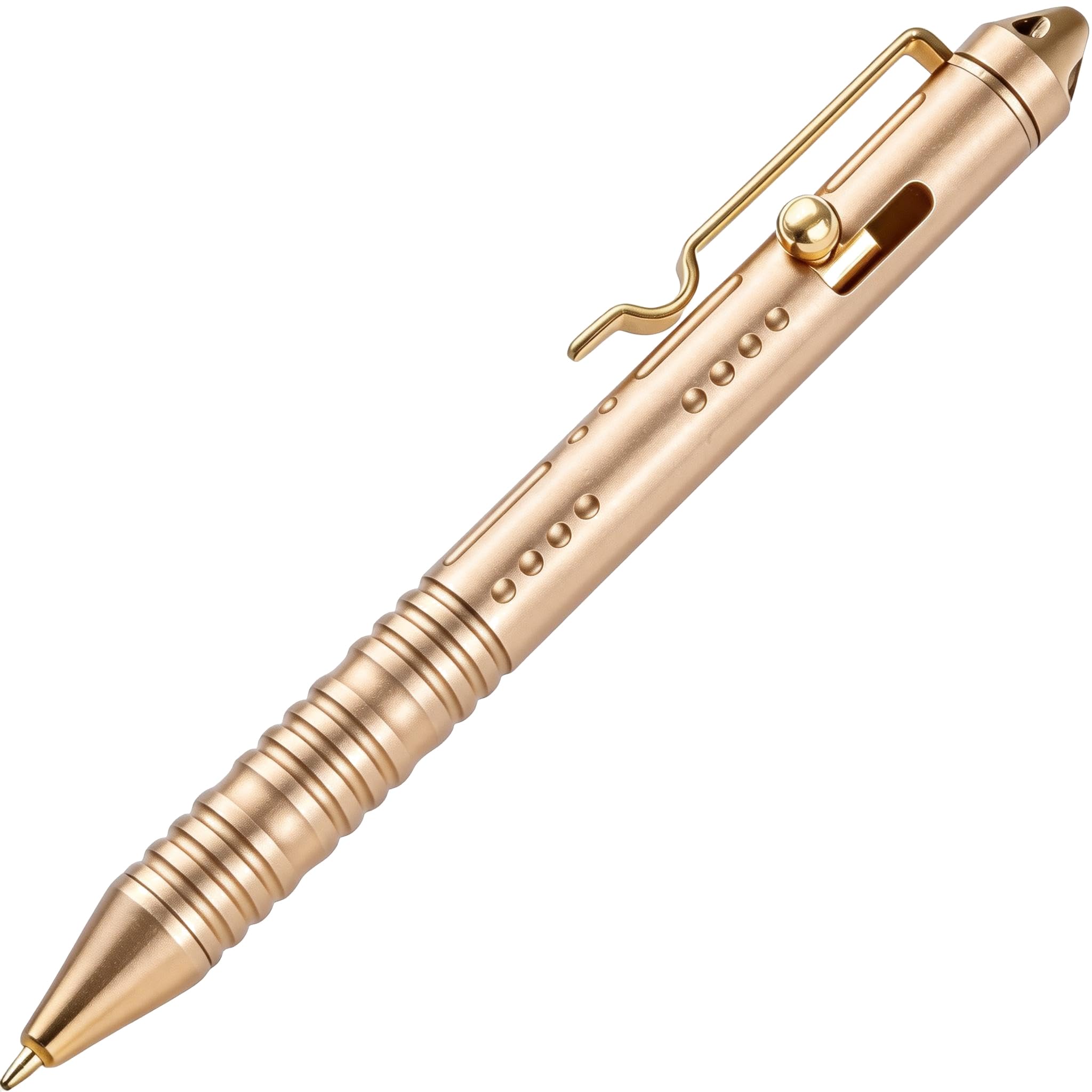 SMOOTHERPRO Bolt Action Pen | Aluminium Ballpoint Pen | Stainless Steel Clip | for Pocket Business EDC Signature (TP158) | Color Gold