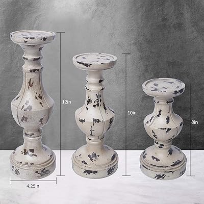 Buy Olv Tall Candle Holders For Pillar Candles Set Of 3 8 10 12 Rustic Candle Stand For Mantle And Fireplace Decor Centerpieces For Table Living Room Gift For Wedding Shabby Online In Indonesia B08qsjxsks