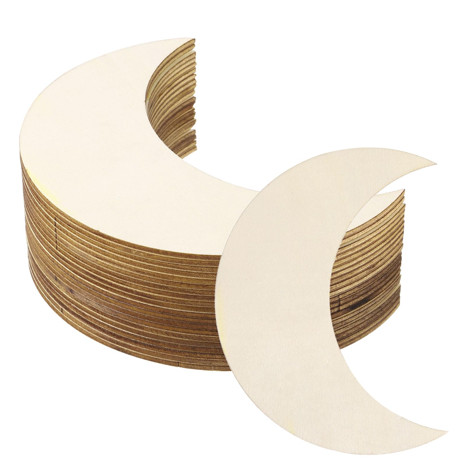 PATIKIL 5.5"x2" Wooden Moon, 20 Pack Unfinished Wood Moon Blank Wooden Cutouts Ornaments Natural Wood Pieces for Christmas Party Craft Projects