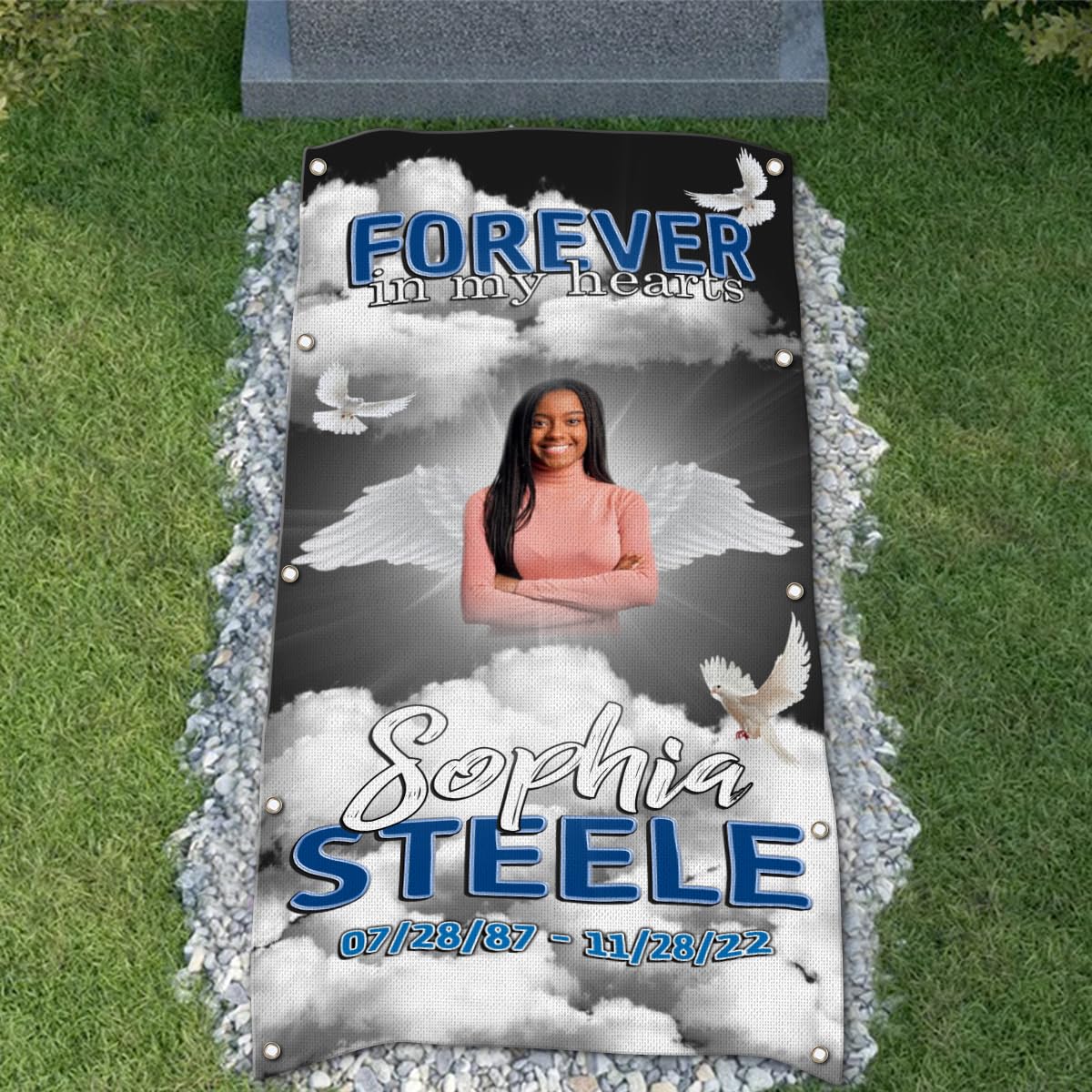 44memory Custom Memorial Grave Blanket Photo