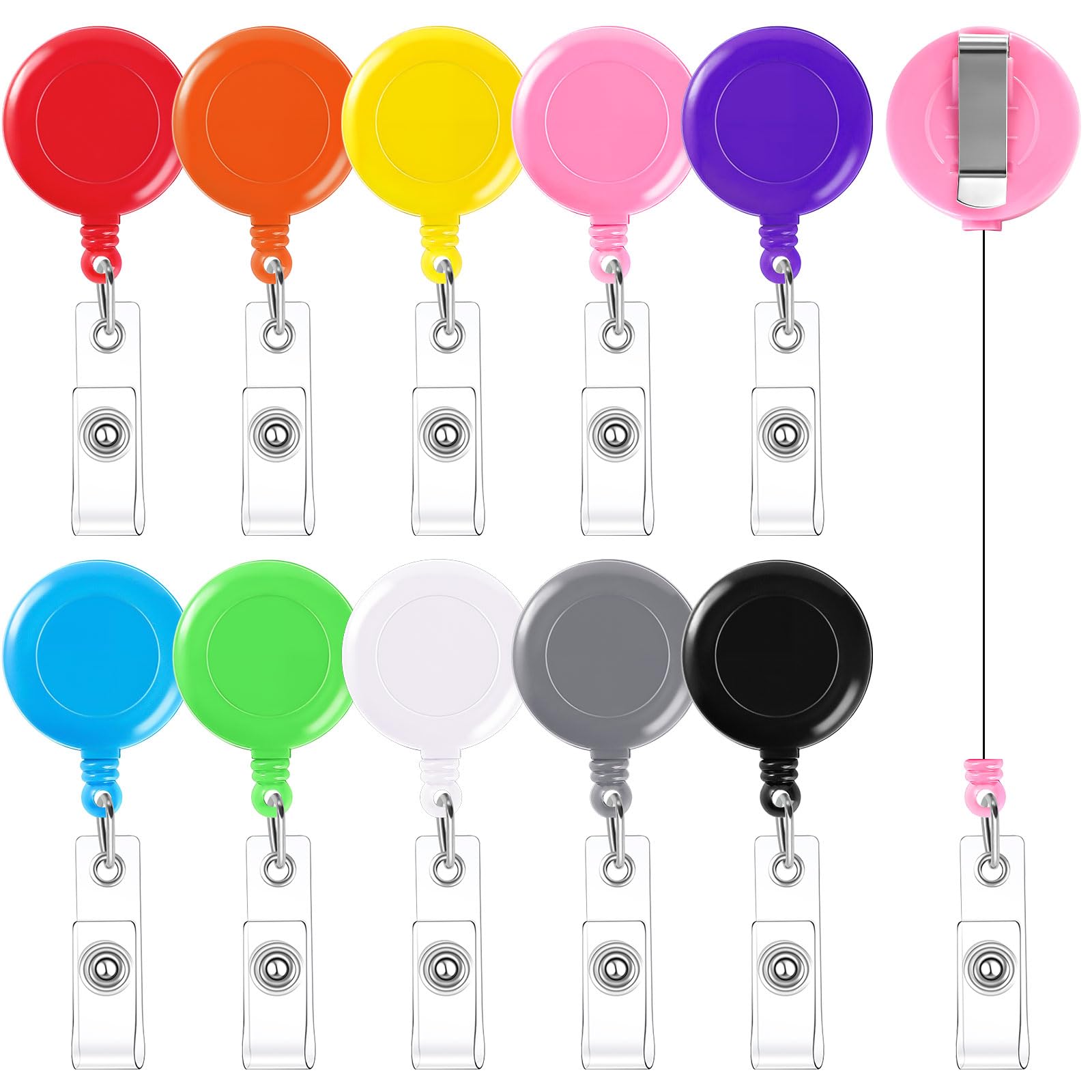 Photo 1 of BESARME 30 Pieces Retractable Badge Reels with Swivel Alligator Clip, Badge Reels Holder Badge Reel Clips(10 Colors)