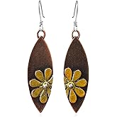 JIMARIN Bohemian Tribal Vintage Copper Leaf Sunflower Geometry Dangle Drop Earrings Teardrop Round Disc Flower Earrings For Women
