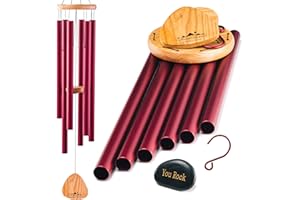 UpBlend Outdoors Wind Chimes for Outside, Gift for Mom, Deep Tone, Sympathy Gifts for Loss of Loved One, Patio Decoration, Memorial Windchimes, 41" Red