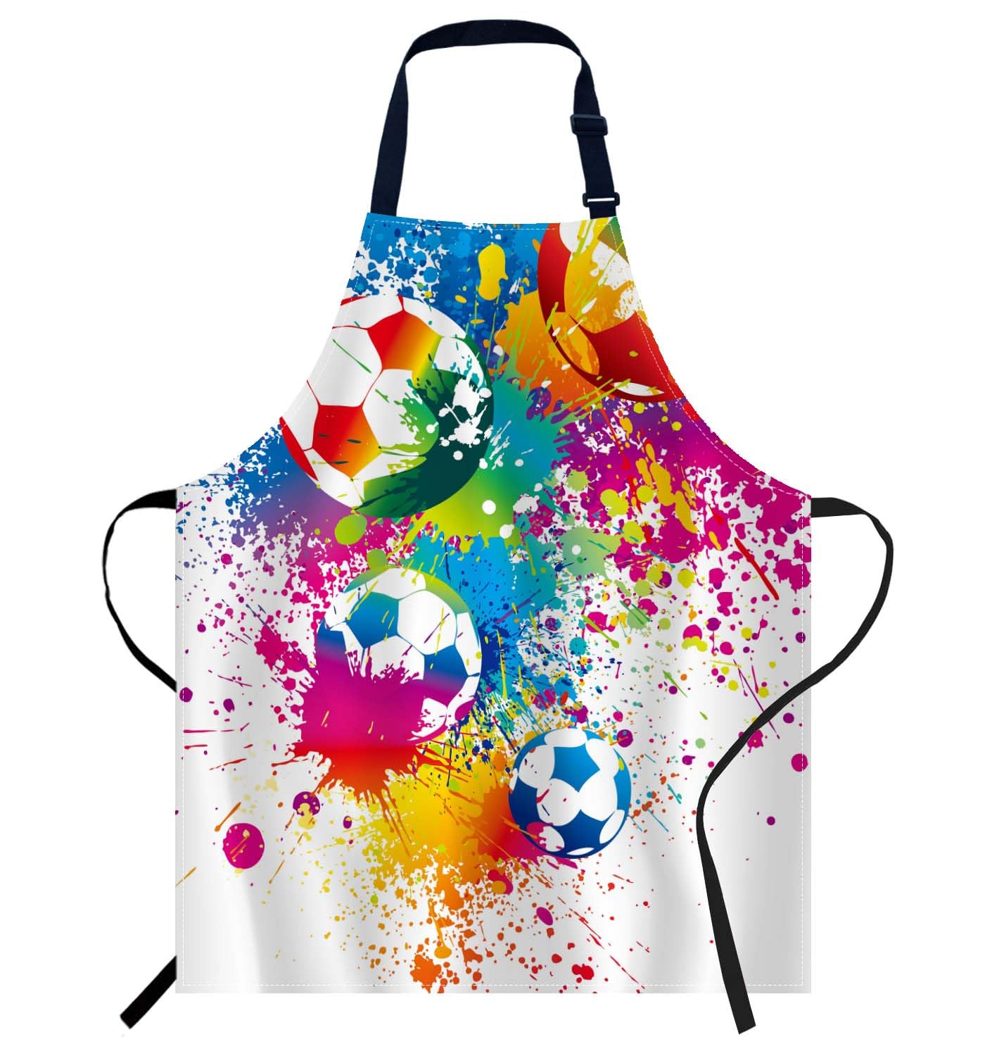 Smooffly Colorful Rainbow Football Stadium Sport Match Apron Unisex Adjustable Bib Apron Cooking Kitchen Chef Women Men Aprons for Home Kitchen, Restaurant,Coffee House,Shop,Garden