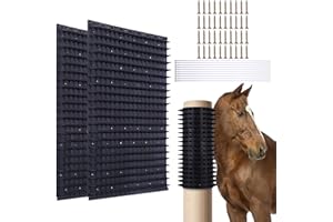 SLDHR Livestock Scratching Brush, Horse Cattle Goat Scratcher Soft Touch Itch Relief Pad Equine Bovine Massage Brush Kit 2Pcs, black