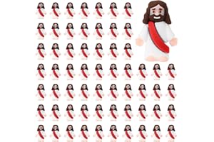 Bememo 100 Pcs Jesus Toys Original Design Mini Rubber Little Jesus Figurine to Hide and Seek Religious Party Favors Sunday School Craft Baptism Gifts for Easter Egg Stuffers(Red)