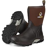 Kalkal Rubber Boots for Men, Waterproof Mid Calf Mens Rain Boots, 6mm Neoprene Insulated Mens Rubber Work Boots for Hunting Gardening Farming Fishing Mud Working, Size 7-14