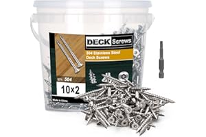 Bobibbi 304 Stainless Steel Wood Screws, Flat Head T25 Torx Drive Deck Screws, #10x2 Inch for Wood, Decking and Fence, 5lb