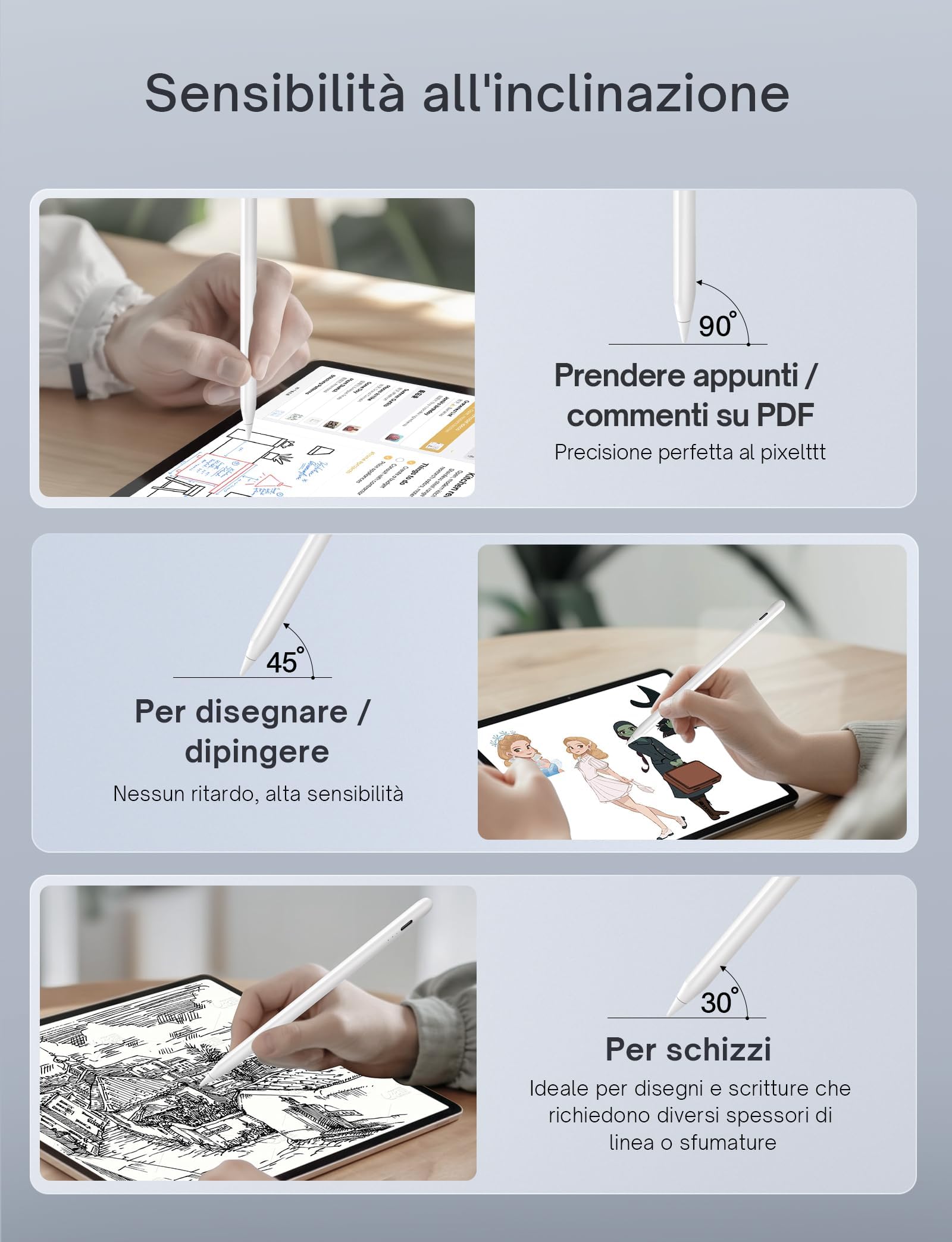 MEKO Stift für iPad Apple Pencil 2. Generation mit Magnetische Kabellose Schnellaufladung und Neigungssensitivität für iPad Pro 12,9'' 3-6 Gen. /11'' 1-4 Gen. /i-Pad Air 4/5. Gen/i-Pad Mini 6. Gen 3