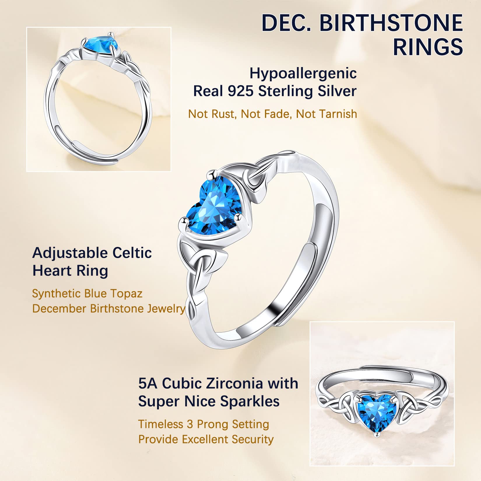 Blue Heart Shaped Gemstone Ring