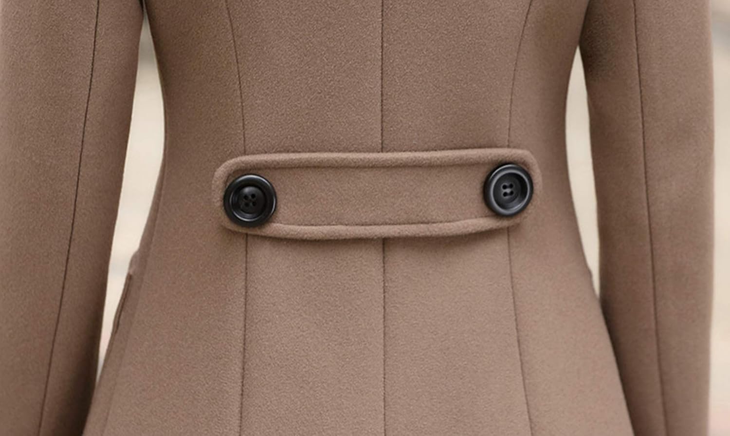 chouyatou Women Elegant Notched Collar Double Breasted Wool Blend Over Coat: Clothing