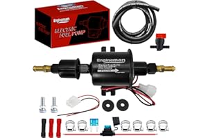 ENGINEMAN Universal Electric Fuel Pump Kit 12V 3-6 PSI Low Pressure with Fuel Filter 6.56 FT 5/16" ID Fuel Line Replacement For Carburetor Lawn Mower Gas Diesel Fuel Transfer Pump