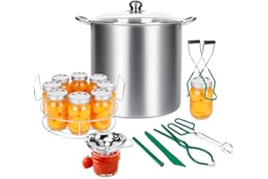 Canning Pot-8 Pieces Stainless Steel Canning Supplies Starter Kit with Lid, Rack & Canning Tools Set, Water Bath Canner for B