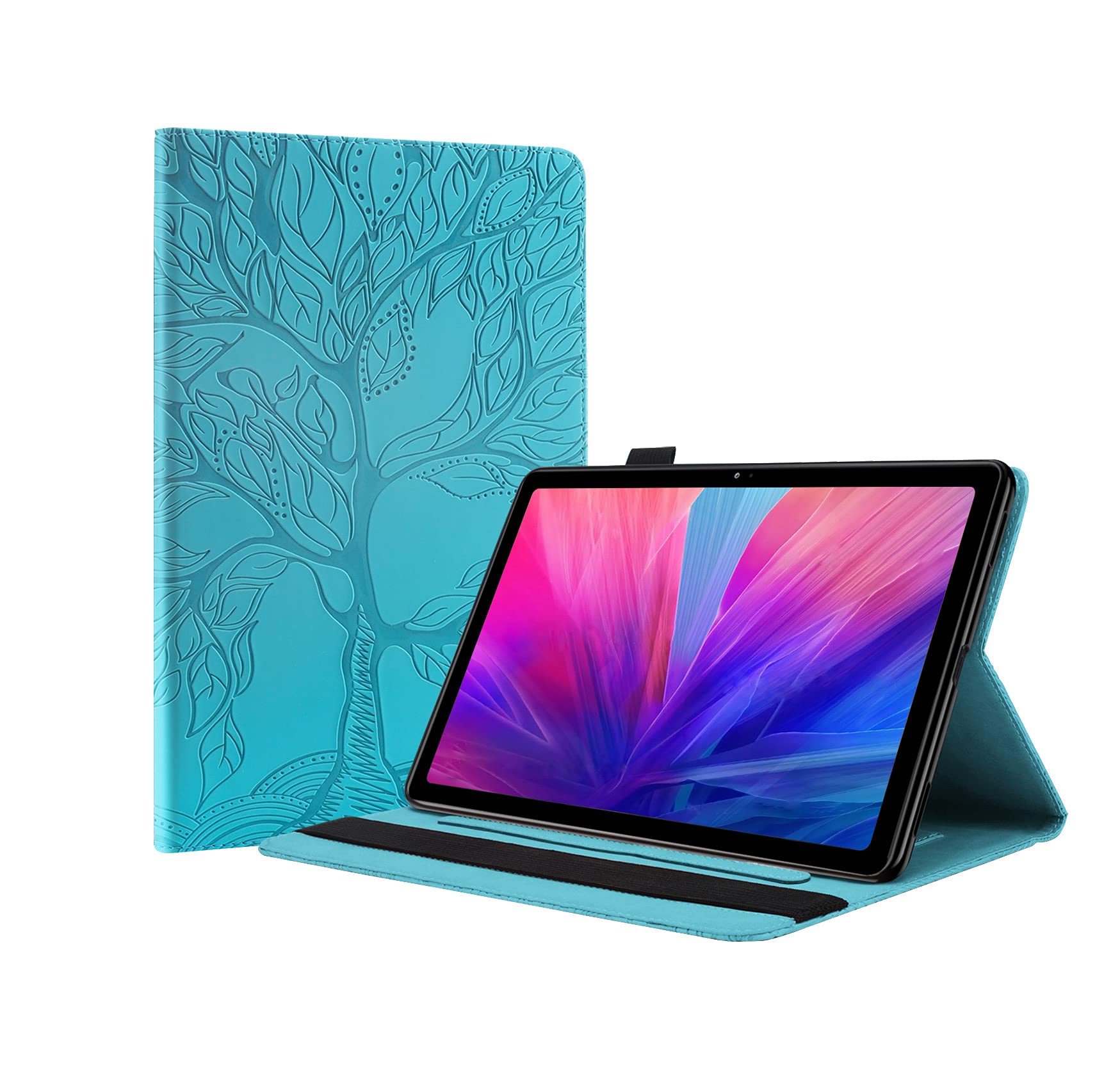 L&Btech Samsung Galaxy Tab A7 10.4” 2020 Case SM-T500/ T505/ T507 Premium PU Leather Flip Wallet Cover with Card Holder Auto Sleep/Wake Multi-Viewing for Galaxy Tab A7 10.4 Inch Tablet - Turquoise