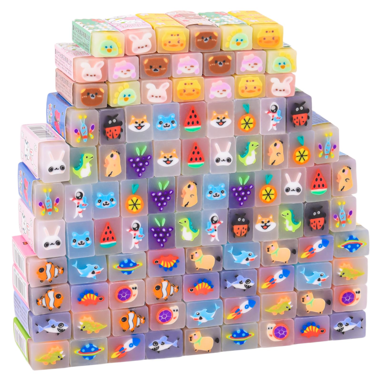 Photo 1 of 100 Pcs Cute Eraser for Kids Bulk Kawaii Erasers for Classroom Fun Erasers for Back to School Supplies Kid Party Favors Gift