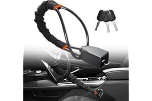 EKOJUCE Car Steering Wheel Lock, Seat Belt Lock, Anti-Theft Device, Universal Anti Theft Car Device, Max 17in Length Car Lock with 3 Keys Fit Most Vehicles Truck Van SUV, Black