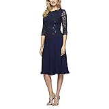 Alex Evenings Women's Tea Length Embroidered Bodice