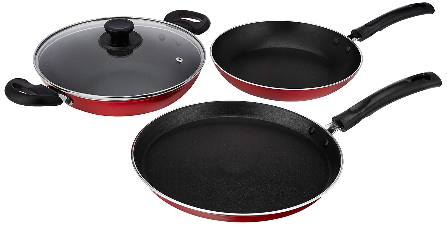 Buy Amazon Brand Solimo 3Piece NonStick Cookware Set (Gas Stove