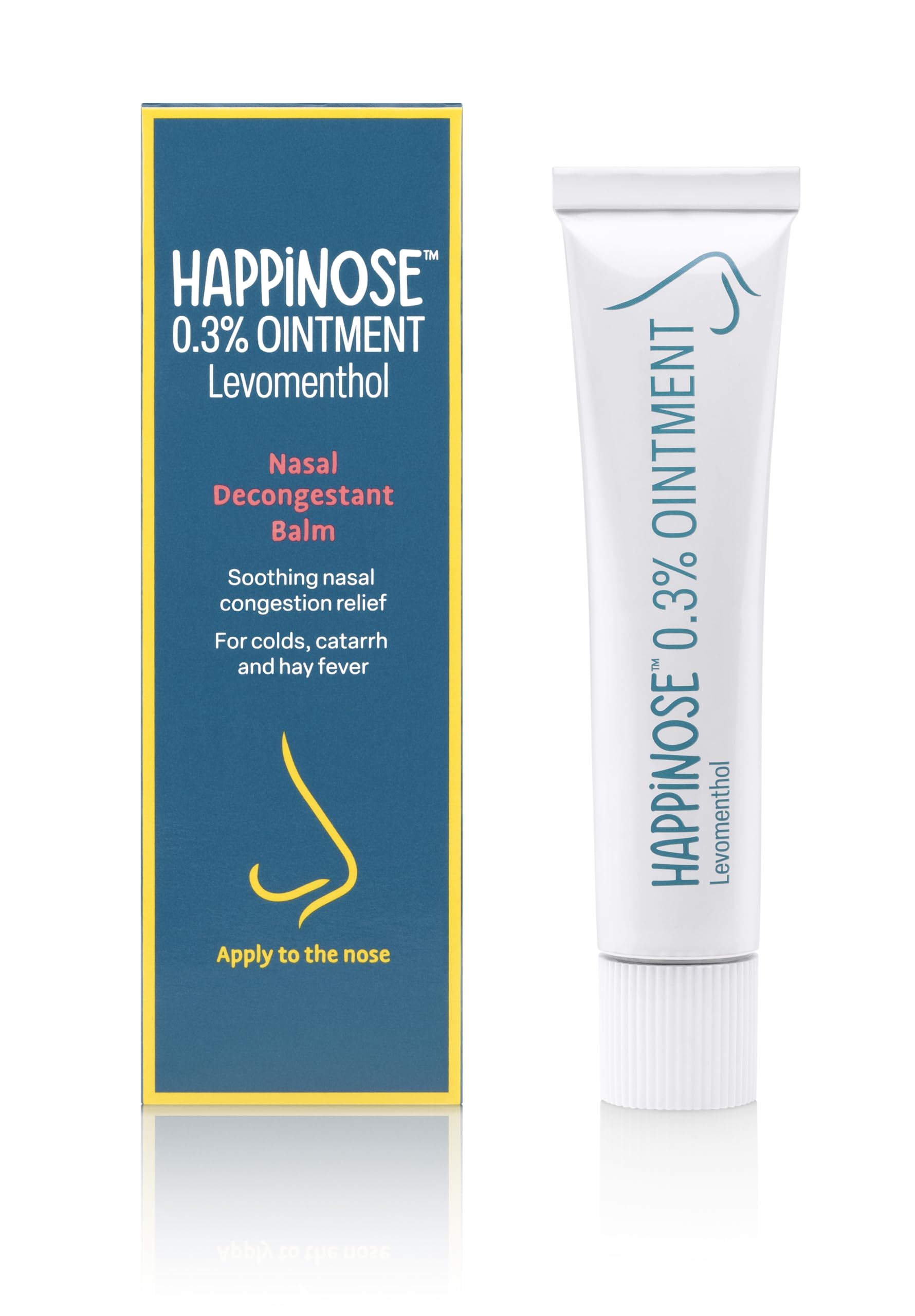 Happinose Balm Nasal Decongestant Balm with Essential Oils for Colds, Catarrh and Hay Fever, 14g (Packaging May Vary)