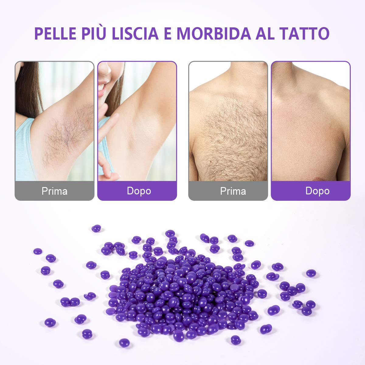 Kit Scaldacera Professionale con Display a LCD, iTeknic Riscaldatore Depilazione Cera, Macchina Paraffina Corpo Zona Bikini Depilatoria Indolore Belle per Depilazione Rapida