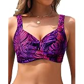 Women Underwire Push Up Bikini Tops Bra Padded Swimsuit Top Only | Full Coverage,Underwire Support,Flattering Wrap Design,Adjustable Straps&amp;Hook,Premium Soft Fabric