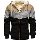 AIELVIN Men's Winter Fleece Thermal Jackets for Men Sherpa Lined Hoodies Warm Thick Jacket Outerwear