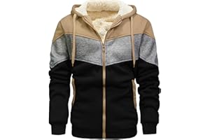 AIELVIN Men's Winter Fleece Thermal Jackets for Men Sherpa Lined Hoodies Warm Thick Jacket Outerwear