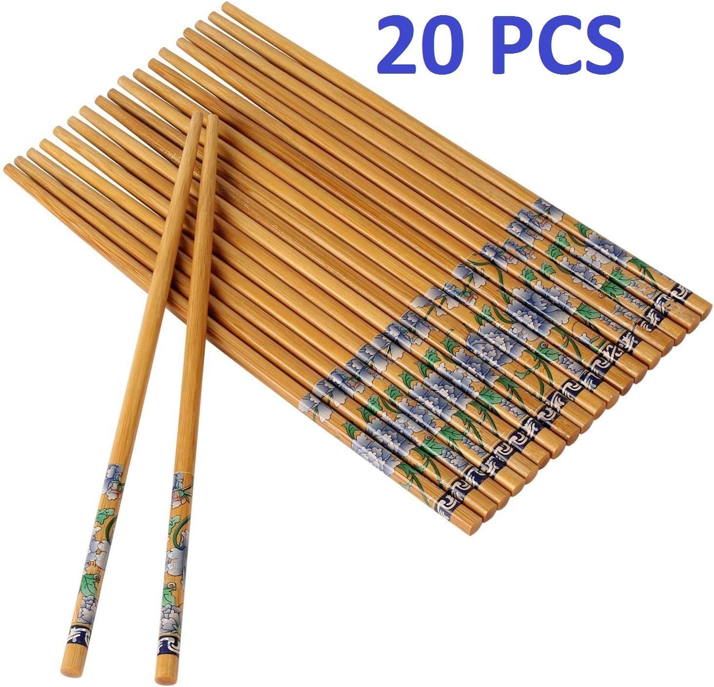 Bamboo Chopsticks, Reusable Chopstick Wooden, 9.5 Inch', 20 Pieces