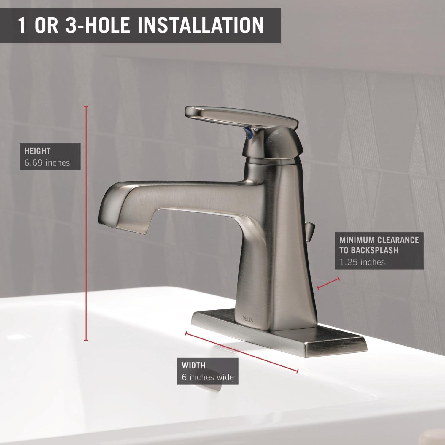 Delta Faucet Ashlyn Single Hole Bathroom Faucet Brushed Nickel, Single