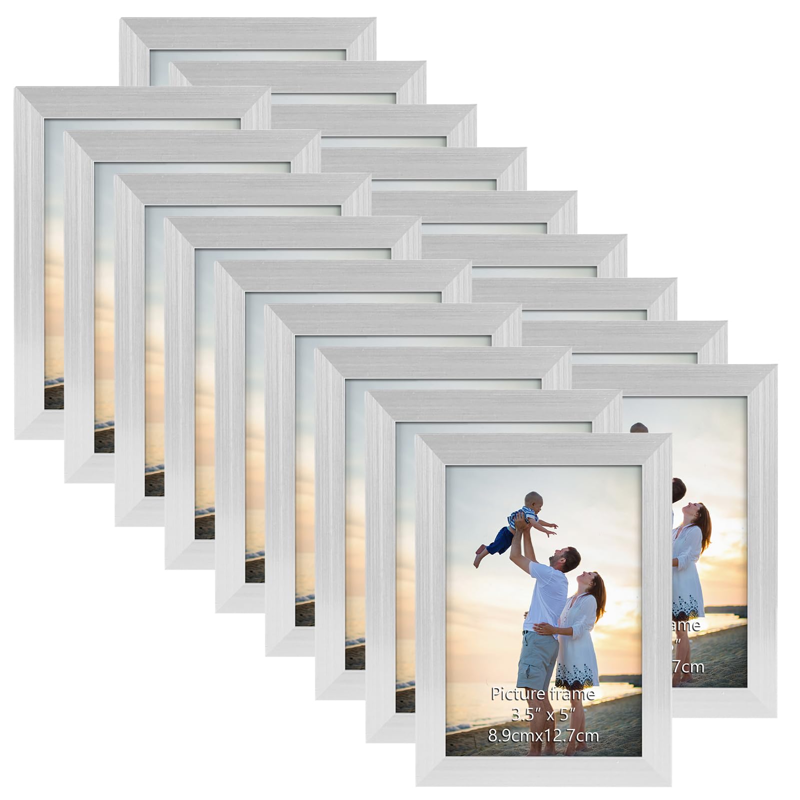 Photo 1 of Hoikwo 18 Packs 3.5x5 Silver Multi Plastic Picture Frames Set with Plastic Cover for Family Photos, Artwork, Light weight Bulk 3.5 by 5 Frames Pack for Wall Hanging and Table, Stylish Picture Frames