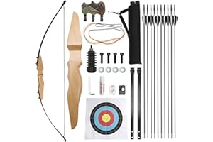 FEMORY Archery Recurve Bow and Arrows Kits-40lb，with 10 Arrows ，Wooden Bow，for Adults and Youth Beginner，for Hunting，Training, Practice & Competition