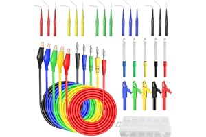 30PCS Back Probe Kit, Back Probe Pin Kit,Banana Plug to Alligator Clip Automotive Test Leads Set with Wire Piercing Probes, A