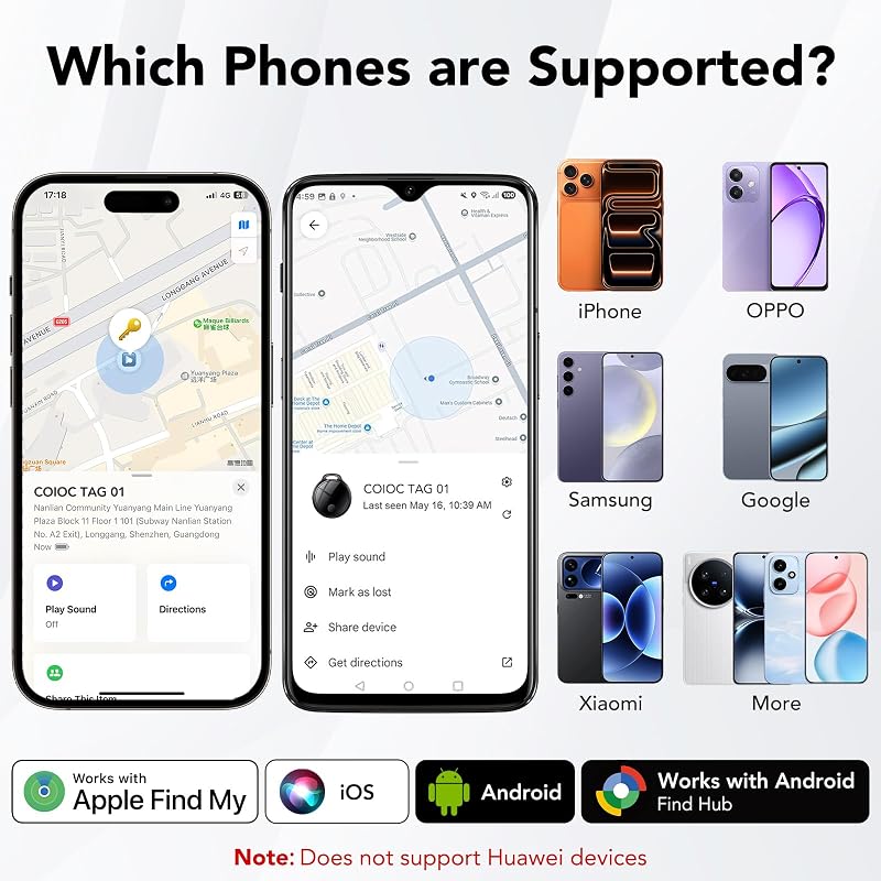 Smart Tag 4 Unidades para Android e iOS, Bluetooth Tracker para Llaves, Maletas, Cartera, Mochila y Bolso, Tracker Tag 120 dB, Red de Búsqueda Global, Compartición Familiar, IP67, Sin Suscripción