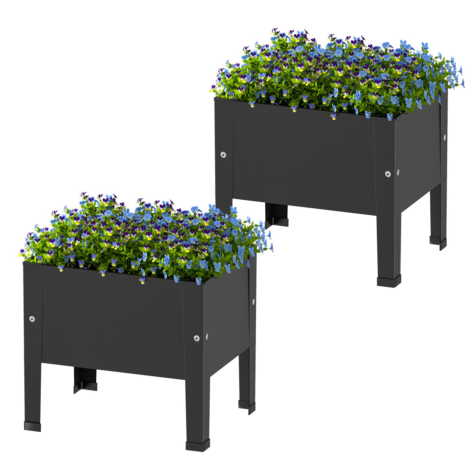 Photo 1 of aboxoo 2 Packs 14 Inch Small Planter Raised Garden Bed with Legs,Outdoor Metal Planter Box for Patio,Elevated Garden Bed for Vegetables Flower Herb(Black)
