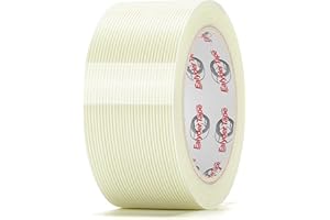 Ealyder Tape 2 Inch x 30 Yards Transparent Reinforced Fiberglass Tape – 5.5 Mil Filament Strapping Tape, Adhesive Heavy Duty