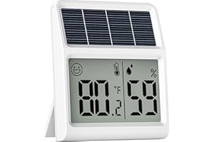 BALDR Solar Digital Indoor Thermometer & Hygrometer, Light Powered (No Rechargeable Batteries Runs Only on Real-time Light Exposure) Indoor Temperature and Humidity Monitor, Humidity Gauge