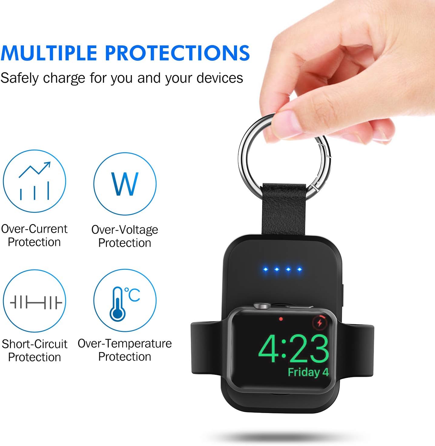 i.VALUX Portable Wireless Charger for Apple Watch Series 11,10,9,8,7,6,5,4,3,2,SE,Ultra 1/2/3,1000mAh iWatch Charger,Magnetic Keychain Power Bank,Travel Accessories Battery Pack 45/44/42/49mm(Green) - Image 4